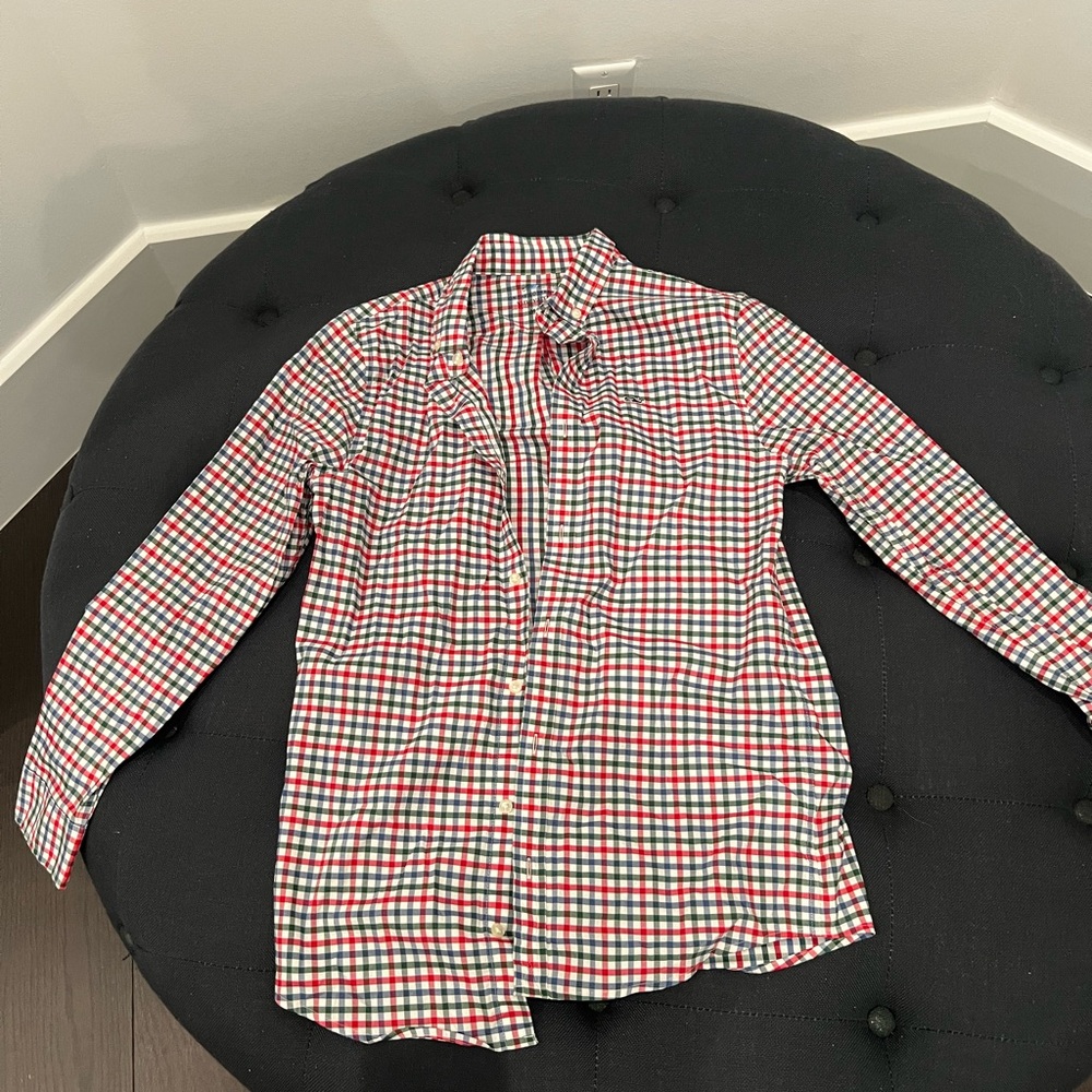 Vineyard Vines Red, Green, and White Checkered Shirt